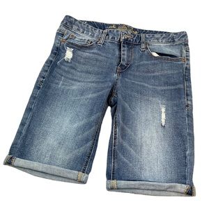 American Rag Mid-Rise Blue Jean Shorts Size 5 EUC Distressed Front Back Pockets
